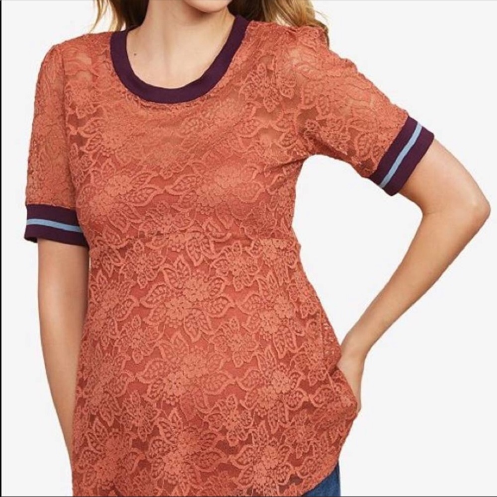 Jessica Simpson Pink Lace Maternity Top